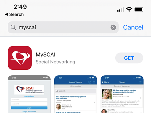 Screenshot of the iOS App Store searching for MySCAI