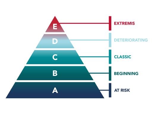 A graphic showing the stages of shock.